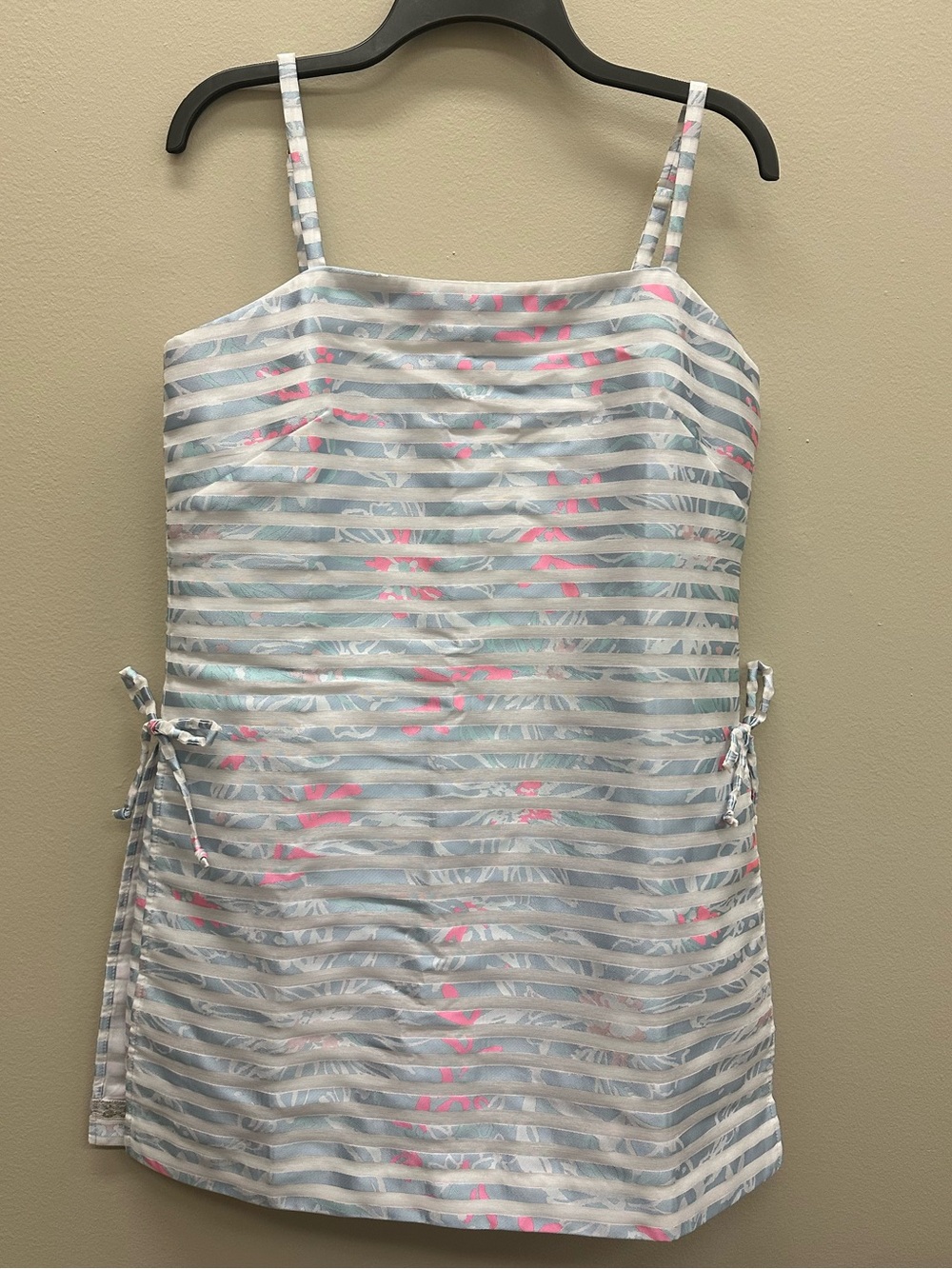Lilly Pulitzer Laken Skirted Romper Bluette- Floral Stripe Woven Jacquard NEW 8